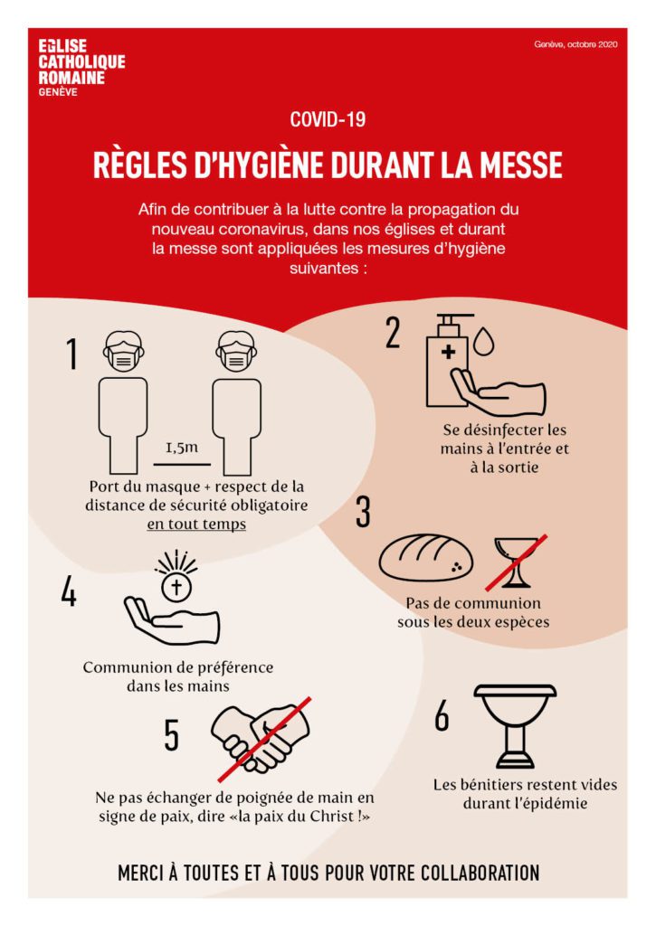 règles d'hygiène durant la messe octobre 2020